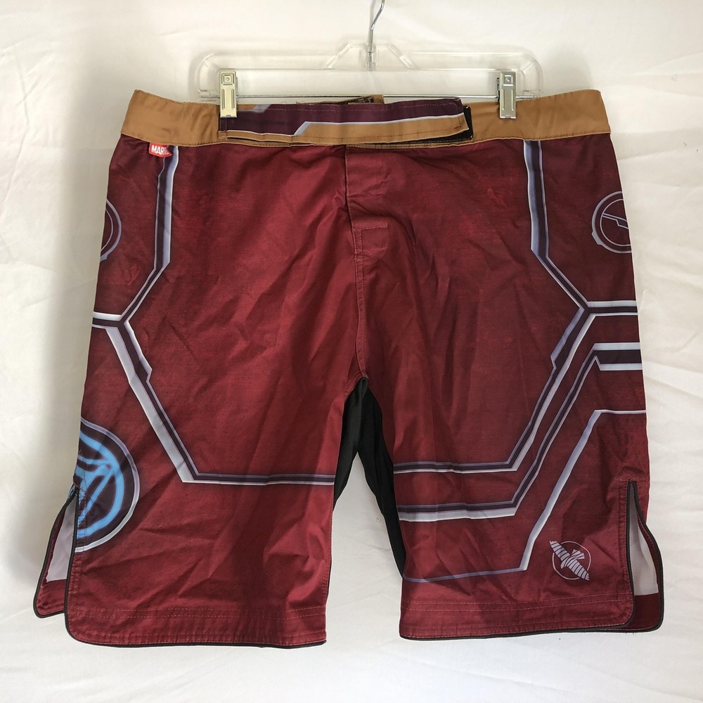 Hayabusa Fight Shorts Mens 2XL Red Marvel Iron Man MMA Grappling Gym Training